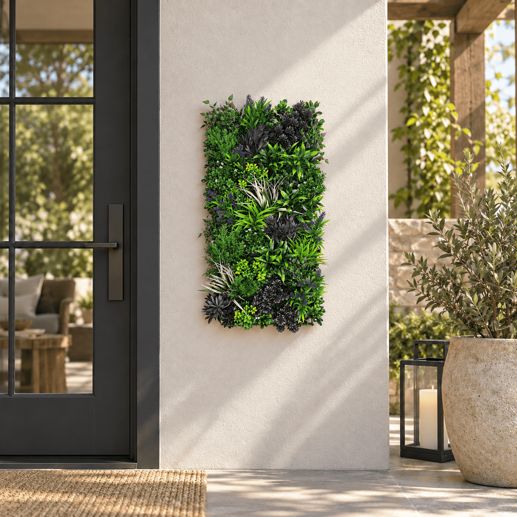 Rustic Botanical Lavender Artificial Green Wall Panel 40×20in – UV Resistant – Commercial Grade