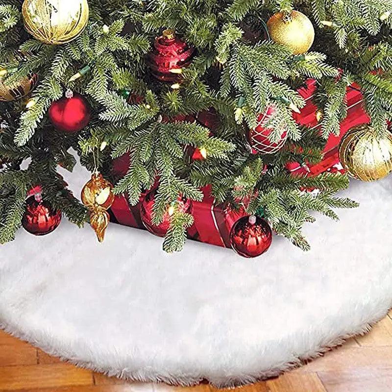 White Christmas Tree Skirt Plush Faux Fur Xmas Tree Carpet Merry Christmas Tree Decorations Ornament New Year Home Decor