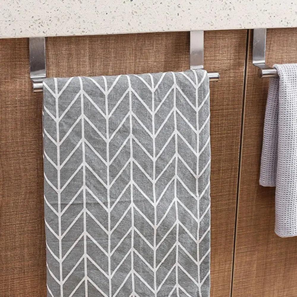 Towel Rack Over Door Towel Bar Hanging Holder Stainless Steel Bathroom Kitchen Cabinet Towel Rag Rack Shelf Hanger Tool Gadget